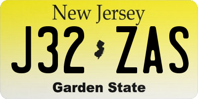NJ license plate J32ZAS