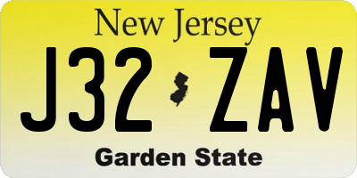 NJ license plate J32ZAV