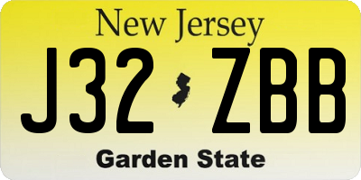 NJ license plate J32ZBB