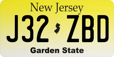 NJ license plate J32ZBD