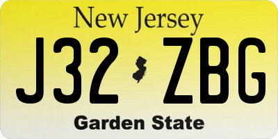 NJ license plate J32ZBG
