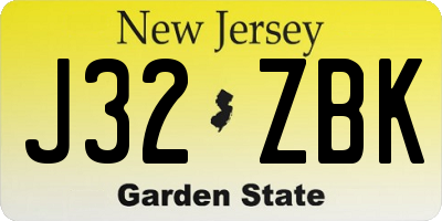 NJ license plate J32ZBK