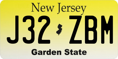 NJ license plate J32ZBM