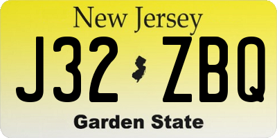 NJ license plate J32ZBQ