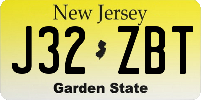 NJ license plate J32ZBT