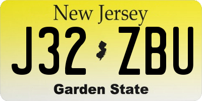 NJ license plate J32ZBU