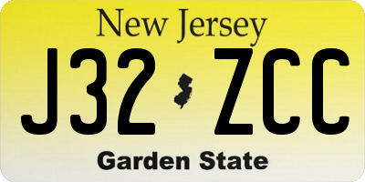 NJ license plate J32ZCC