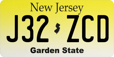 NJ license plate J32ZCD