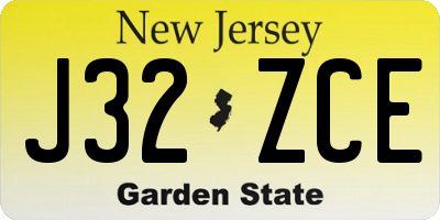 NJ license plate J32ZCE