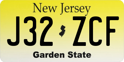 NJ license plate J32ZCF