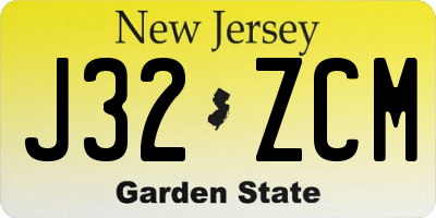 NJ license plate J32ZCM
