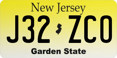 NJ license plate J32ZCO
