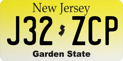 NJ license plate J32ZCP