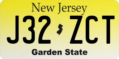 NJ license plate J32ZCT