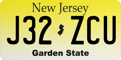 NJ license plate J32ZCU