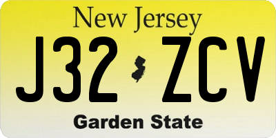 NJ license plate J32ZCV