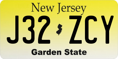 NJ license plate J32ZCY