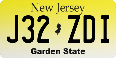 NJ license plate J32ZDI