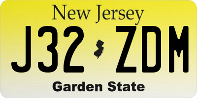 NJ license plate J32ZDM