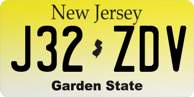 NJ license plate J32ZDV