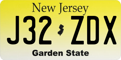 NJ license plate J32ZDX