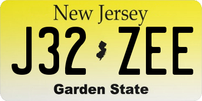 NJ license plate J32ZEE