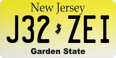 NJ license plate J32ZEI