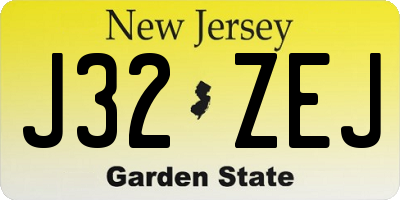 NJ license plate J32ZEJ