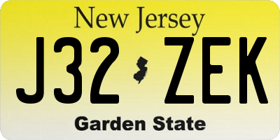 NJ license plate J32ZEK
