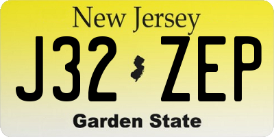 NJ license plate J32ZEP