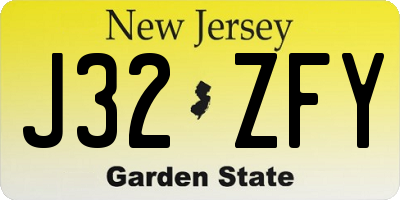 NJ license plate J32ZFY