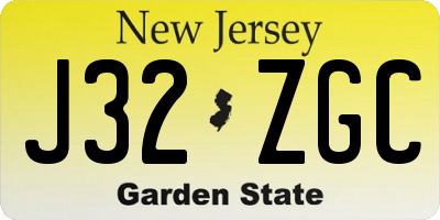 NJ license plate J32ZGC