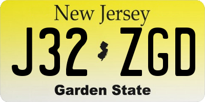 NJ license plate J32ZGD