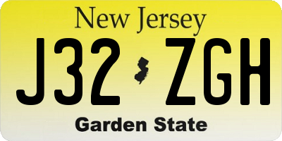 NJ license plate J32ZGH