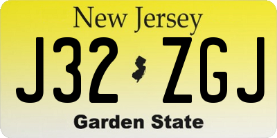NJ license plate J32ZGJ