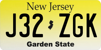 NJ license plate J32ZGK