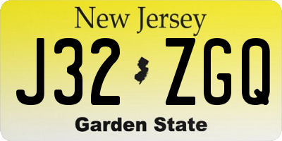 NJ license plate J32ZGQ