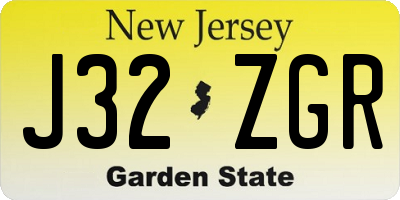 NJ license plate J32ZGR