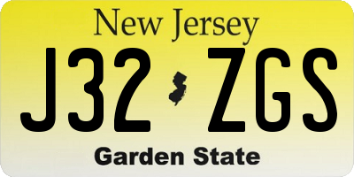 NJ license plate J32ZGS