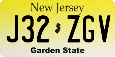 NJ license plate J32ZGV