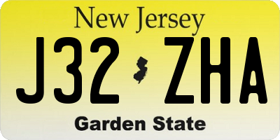 NJ license plate J32ZHA