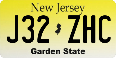 NJ license plate J32ZHC