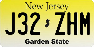 NJ license plate J32ZHM