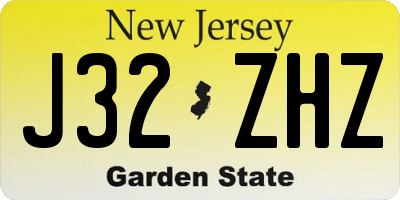 NJ license plate J32ZHZ