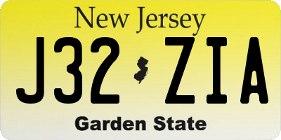 NJ license plate J32ZIA