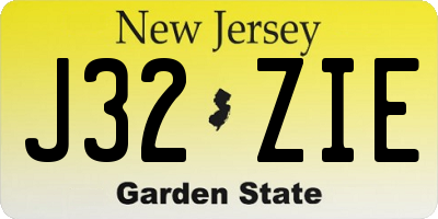 NJ license plate J32ZIE