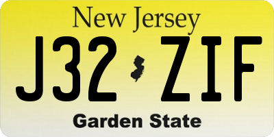 NJ license plate J32ZIF