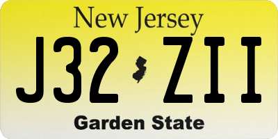 NJ license plate J32ZII