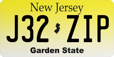 NJ license plate J32ZIP