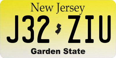 NJ license plate J32ZIU